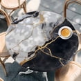 thumbnail image 2 of Marble Black Round Tablecloth, Fitted Table Cover with Elastic for 55"-60" Round Tables, Abstract Gold White Brick Stone Motif Table Cloth Outdoor Indoor Dinning Party Waterproof Tablecloths, 2 of 7