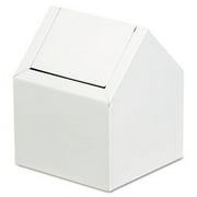 Co. Sanitary Napkin Floor Receptacle, Double Entry Swing Top, Metal, White