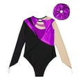 thumbnail image 4 of Alvivi Kids Girls Gymnastics Leotard Shiny Rhinestone Long Sleeve Ballet Dance Bodysuit with Hair Band Purple 12, 4 of 5