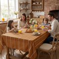 thumbnail image 7 of Sm:)e Fabric Openwork Farmhouse Style Linen Tablecloth 60x104 Inch, Yarn-Dyed Woven Table Cover for Dining Decor, Rectangle, Caramel, 7 of 7