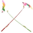 thumbnail image 1 of Miangastore 2pcs Interactive Cat Toys Stimulating Cat Teaser Stick Elastic String For Kitten Exercise Toy Set Random Color, 1 of 9