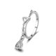 thumbnail image 2 of Anillo de dedo con forma de corazón y cadena extensible para mujer, diseño de gota de agua, para regalo de Navidad (plata), 2 of 6