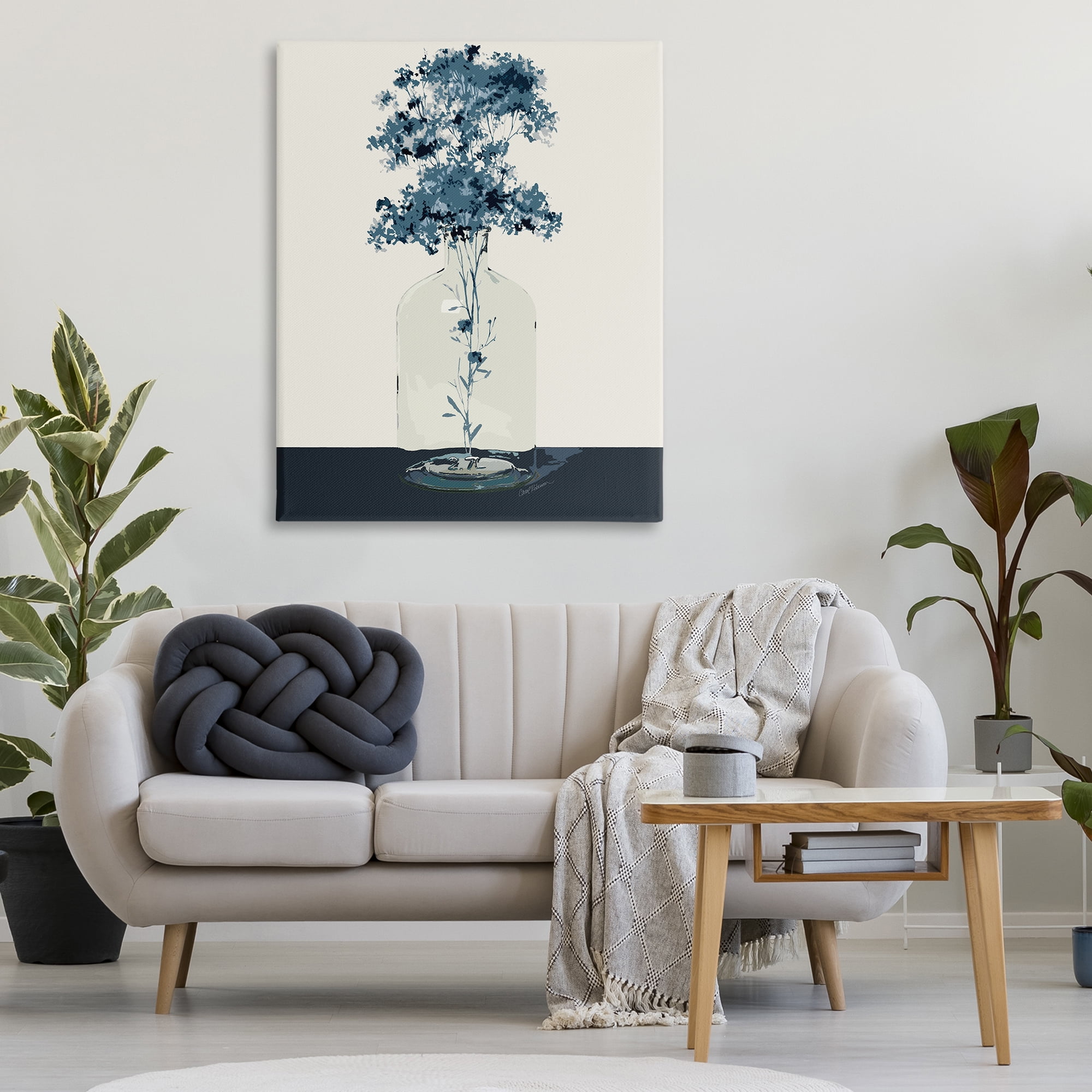 Stupell Industries Blue Nature Sprigs Plants & Flowers Painting Wrapped Canvas Art Print Wall Art, 36 x 48