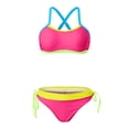 thumbnail image 6 of GEWSEY Womens Bikini Sets Color Block Swimsuits Supportive Wide Strap Two Piece Bathing Suit 2026 (Hot Pink, XL), 6 of 8