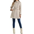 thumbnail image 2 of INSPIRE CHIC Classic Stand Collar Coat for Women's Zip Up Trench Coats with Belt XL Beige, 2 of 6