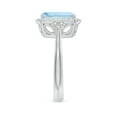 thumbnail image 4 of ANGARA Natural Cushion 2.45 ct Aquamarine Halo Ring with Trio Diamonds in 14K White Gold for Women (Size-10x8mm) | March Birthstone, Anniversary, Jewelry Gift for Women | Natural Aquamarine Ring, 4 of 9