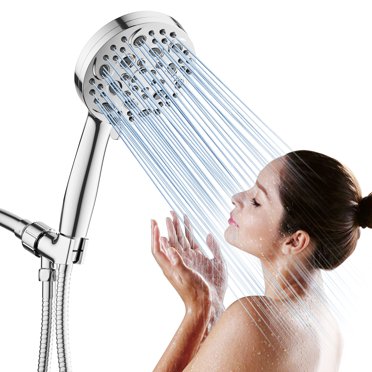 Fenbeli Shower Head with Handheld, 10 Spray Modes Stainless Steel High Pressure Shower Heads with Hose Silver