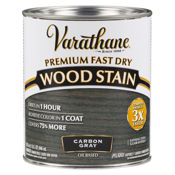 Varathane 304559 Premium Fast Dry Wood Stain, Quart, Carbon Gray