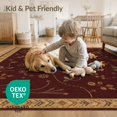 thumbnail image 4 of ODIKA 3'x5' Washable Accent Rug Pet Friendly, Non-Shedding Mat Gold Rich Maroon Floral and Botanical Elegance Intricate Leaf Vine Motifs with Golden for Bedside, Nursery Room, 4 of 7