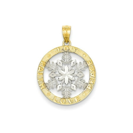 Rhodium Snowflake Pendant - 14k & Rhodium Joy/Peace/Love/Faith Snowflake Pendant