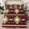 thumbnail image 2 of Homewish Brown Aztec Queen Sheet Sets 4-Piece, Bohemian Geometric Flat Sheet, Rustic Lodge Cabin Farmhouse Queen Fitted Sheet, Microfiber Bedroom Decor, 2 of 7