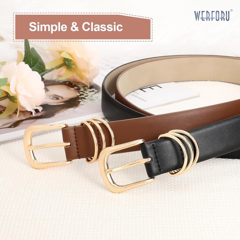 WERFORU Women Leather Belt for Jeans Pants, Ladies Leather  display picture 3