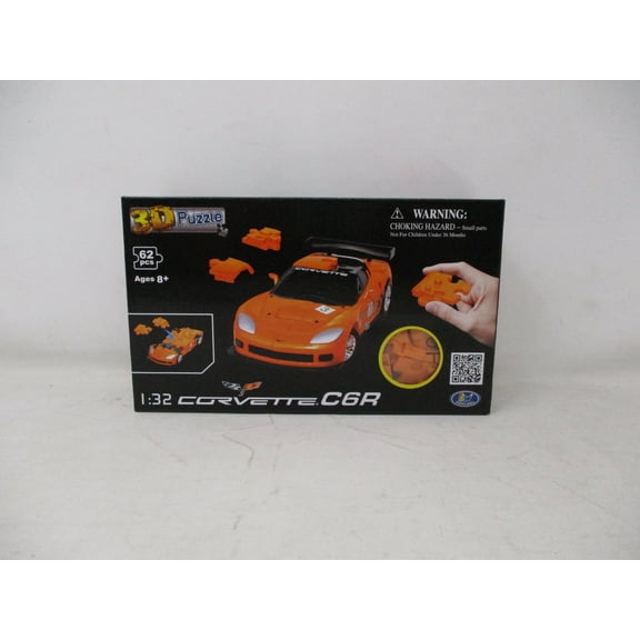 Puzzle Fun 3D 1:32 Corvette C6R - Solid Orange- 62 pieces