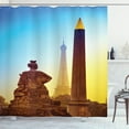 thumbnail image 1 of Ambesonne Eiffel Tower Shower Curtain, Eiffel Old Tower Photo, 69"Wx70"L, Caramel Yellow Blue, 1 of 3