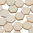 thumbnail image 3 of Paquete de 50 etiquetas de chips de hexagonales sin , juguetes de decoración para hogar, proyecto de manualidades para bricolaje Colcomx Virutas de madera de hexágono en blanco, 3 of 8