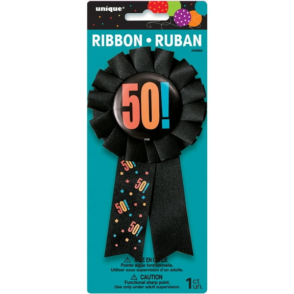 Birthday Cheer 50th Birthday Award Badge, Black, 1ct