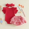 thumbnail image 6 of Paguaki Baby Girl Clothes My First 4th Of July Romper And Layered Skirt 3-Piece Set With Headband Cute Patriotic Outfits, 6 of 6