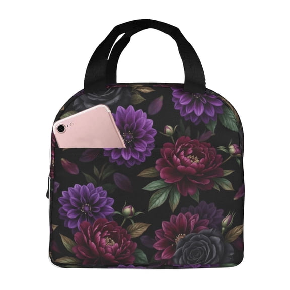 Boho Floral Lunch Bag Colorful Flower Reusable Lunch Box Large Portable Insulated Cooler Tote Bag For Women Men Work Travel Picnic