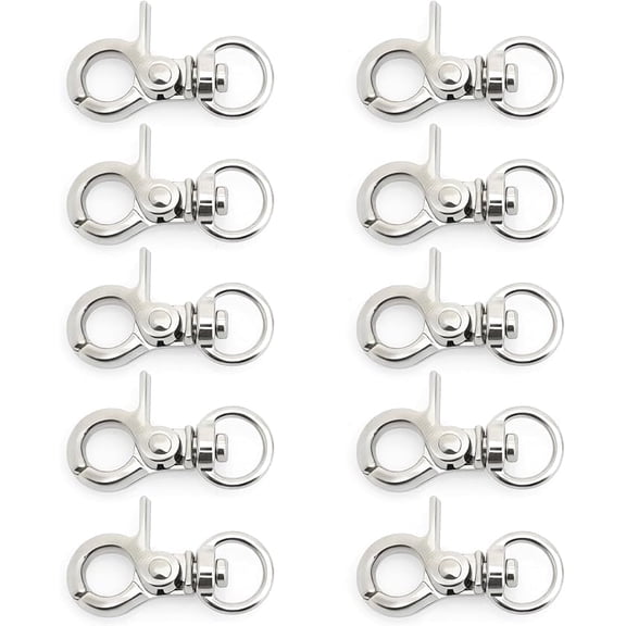 Lobster Claw Clasps Trigger Snap Hooks 1 1/4" x 1/2" Landyard Swivel Clip 10 Pack HO1 (Silver)
