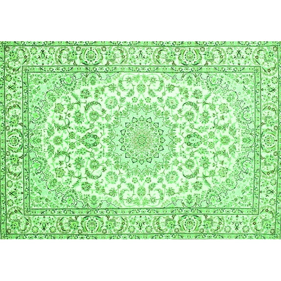 Ahgly Company Indoor Rectangle Medallion Green Traditional Area Rugs, 6' x 9'