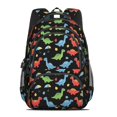 thumbnail image 2 of Dinosaur and Leaf Black Pattern Cute School Backpack Bag with Padded Back and Adjustable Shoulder Straps 16.9 X 12.6 X 5.9 Inches, 2 of 5