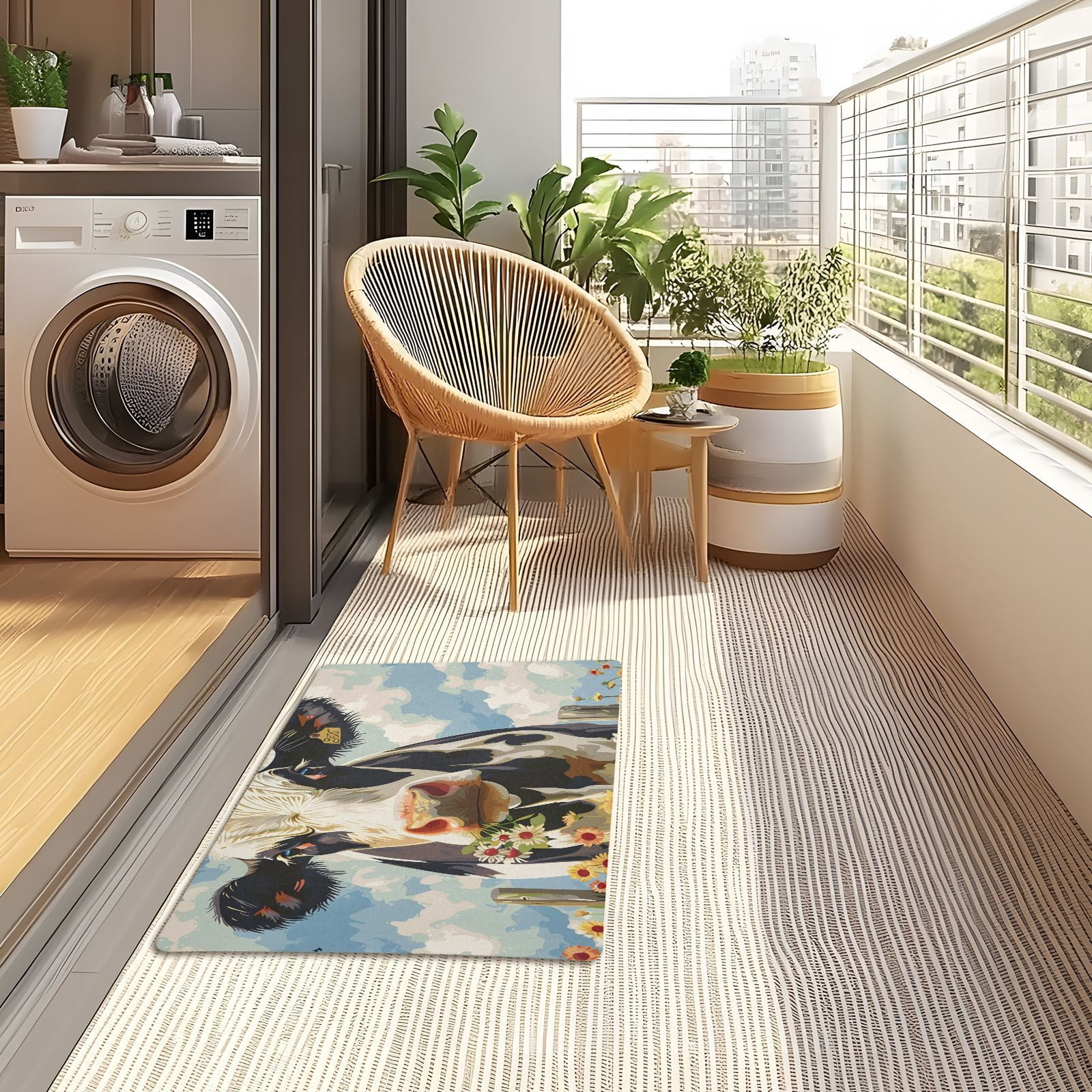 JSTEL Cow in Farm Front Door Mat Outside Entrance 32x20 Inch Doormat for Outdoor Indoor Washable Non Slip Floor Mats