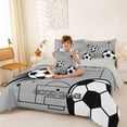 thumbnail image 3 of Castle Fairy Soccer Court Queen Bedding 7pcs, Stars Ball Print Bedding Comforter Set Queen, Black Gray,Grey Reversible, 3 of 7