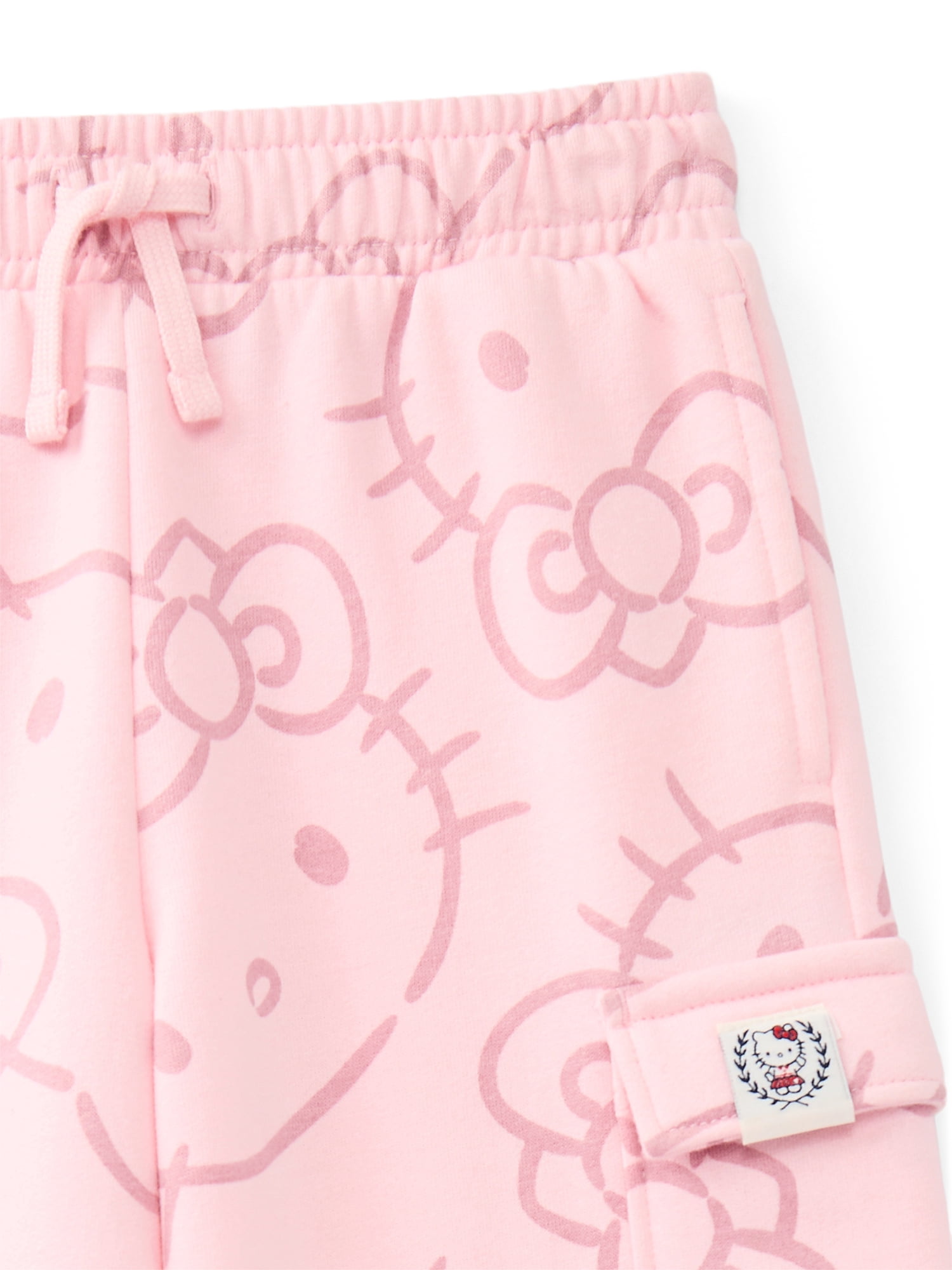 Wonder Nation Hello Kitty Girls Graphic Fleece Cargo Pants, Sizes 4-18