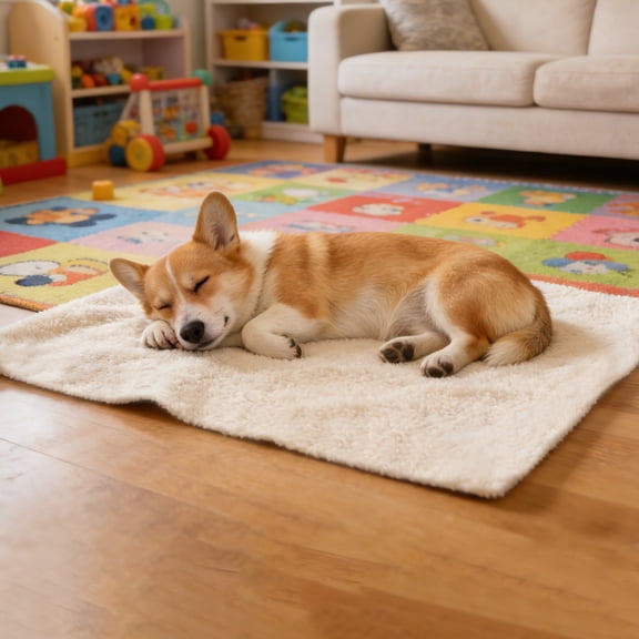 Self Warming Cat Bed, Pet Mat Non Electric Thermal for Dogs Cats, Self Heating Pad with Removable Washable Cover, Cozy Warm Crate Pad for Indoor,Beige L