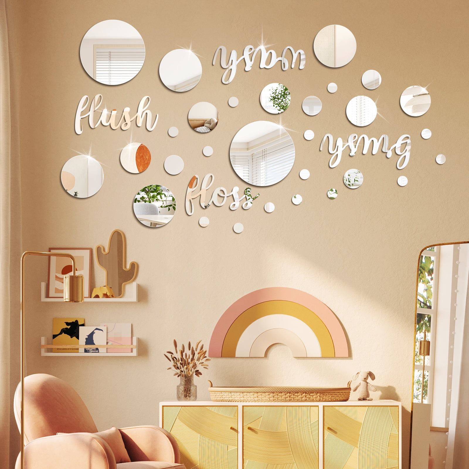 Self Adhesive Bathroom Wall Decals Wash Flush Brush Floss Stickers