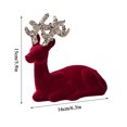 thumbnail image 4 of Christmas Reindeer Figurine, Flocked Velvet Red with Glitter Silver Antlers, 1 Pack Festive Standing Tabletop Ornament, Ideal for Home Holiday Winter Mantel Shelf Party Xmas Decor Display, 4 of 8