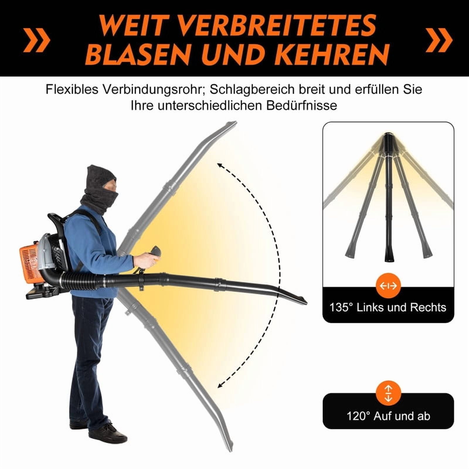 Leaf Blower Backpack, 63CC Gas Powered Strong Air Flow 665 CFM 205 MPH , Ideal for Leaf, Sand, Gravel, Snow, Yard and Driveway