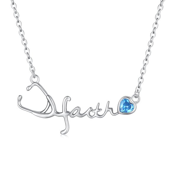 TANGPOET Faith Necklace Pendant 925 Sterling Silver for Doctors Nurses Women