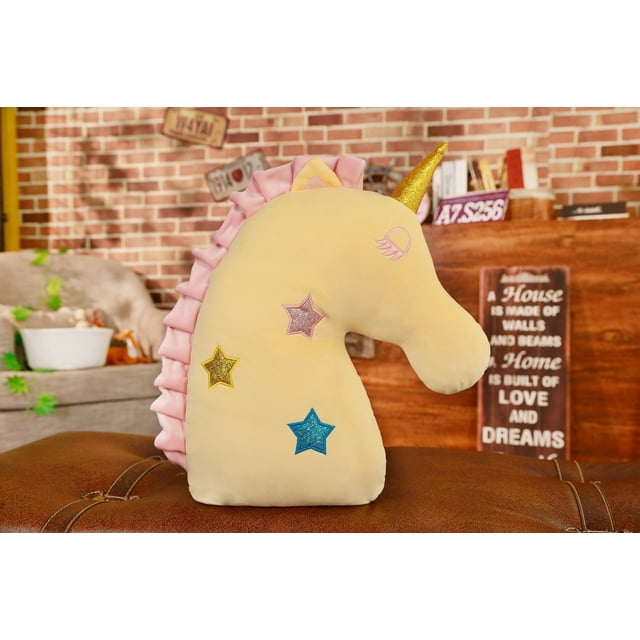 Almohada de viaje para niños, almohada para el cuello de unicornio, cojín en forma de U de animales de peluche, regalo de cumpleaños de Navidad de unicornio perfecto para niños oso de fresa Hogar