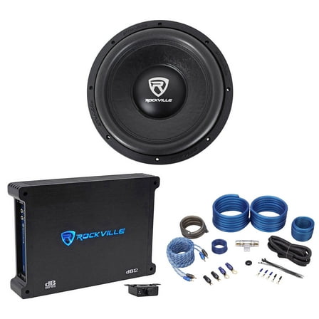 Rockville W12K6D4 V2 12" 2400 Watt Car Audio Subwoofer Mono Amplifier Amp Kit
