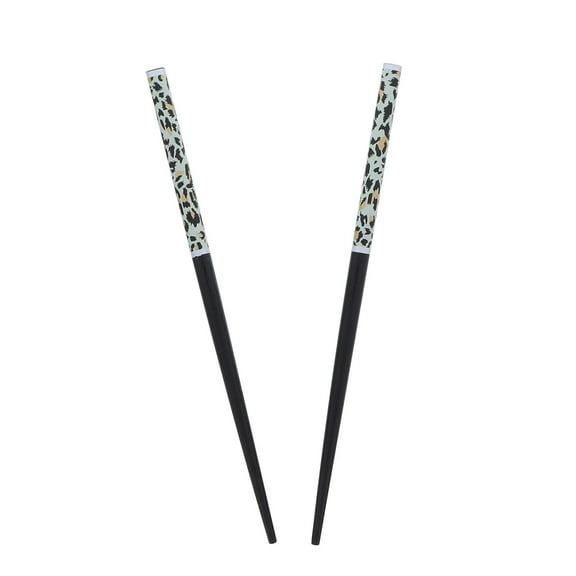 Motique Accessories Wooden Animal Print Hair Sticks for Women - Black