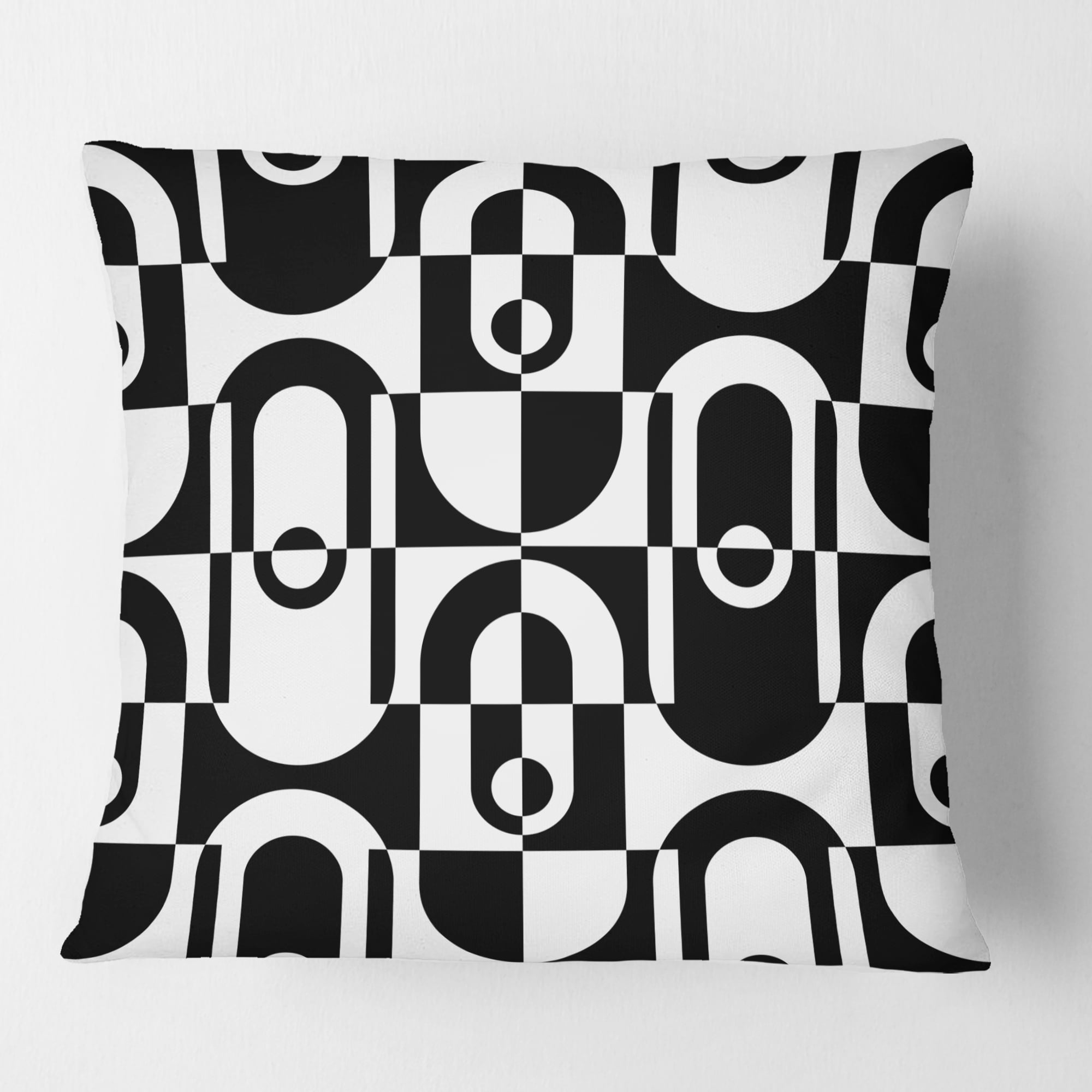 Designart Monochrome Geometric Pattern VIII' Mid-Century Modern Throw Pillow - 16x16