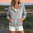 thumbnail image 7 of Qgtaibl Womens Oversized Sweatshirts Button V Neck Raglan Long Sleeve Casual Hoodies Drawstring Kangaroo Pocket Pullover Tops Gray S, 7 of 7