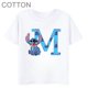thumbnail image 2 of Camiseta de algodón para niños con letras ABCD y puntada blanca, camiseta con combinación de nombres para bebé, camiseta de dibujos animados Kawaii para niño y niña, top informal estilo Harajuku, 2 of 5