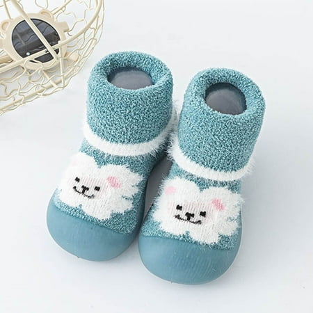 

eczipvz Toddler Shoes Boys Girls Animal Cartoon Shoes Toddler WarmThe Floor Non Slip Prewalker Shoes Baby Hard Sole (Green 5.5 )