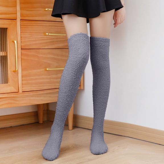 Hot Sales Thigh High Socks Under $5 GIJNRIUIUA Multicolor Knee-High Socks Winter Thermal Socks for Womens Coral Fleece Socks Casual Socks Winter Socks Soft Warm Comfort Long Socks