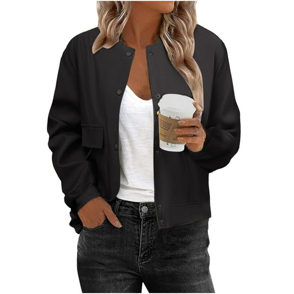 Women's Button Front Cardigan Jacket with Long Sleeve and Solid Color for Stylish Layering