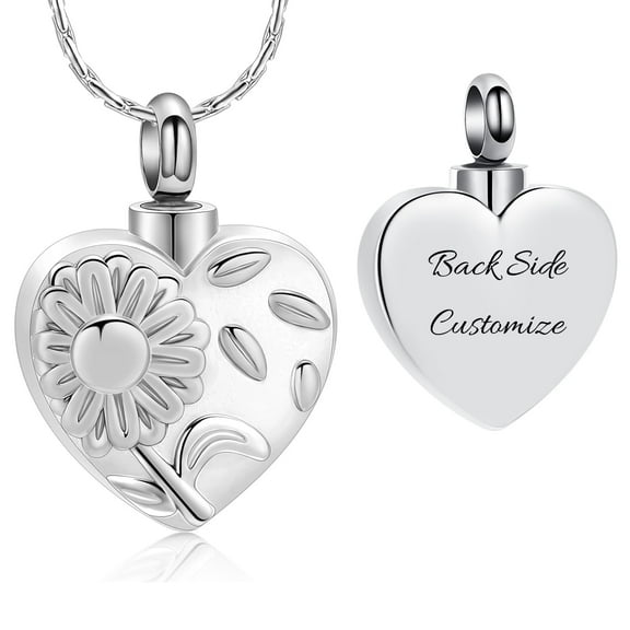 Sunflower Cremation Urn Necklace for Ashes Heart Keepsake Cremation Jewelry for Human Pet Ashes Stainless Steel Ashes Urn Holder Ashes Necklace