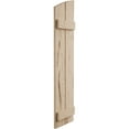 thumbnail image 3 of Ekena Millwork 11"W x 28"H (24 3/8" Low Side) Timberthane Hand Hewn Two Board Joined Board-n-Batten w/Elliptical Top Faux Wood Shutters (Per Pair), Primed Tan, 3 of 6
