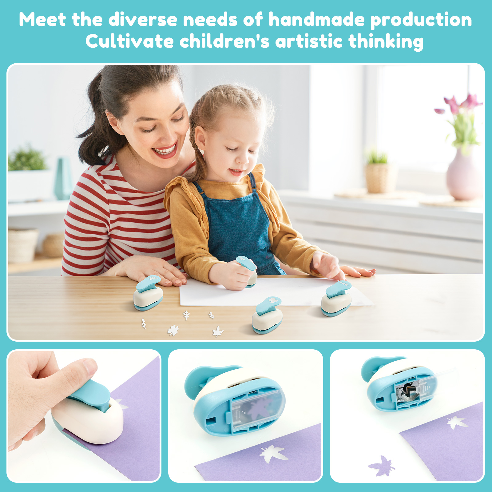 Threns 5 Pcs Paper Punch ABS and Zinc Alloy Craft Hole Punch Portable Paper Hole Puncher for DIY Scrapbooking Photo Album Card Making