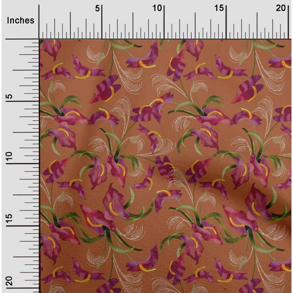 oneOone Cotton Poplin Fabric Laceleaf Leaves Sashiko Print Sewing Fabric BTY 42 Inch Wide