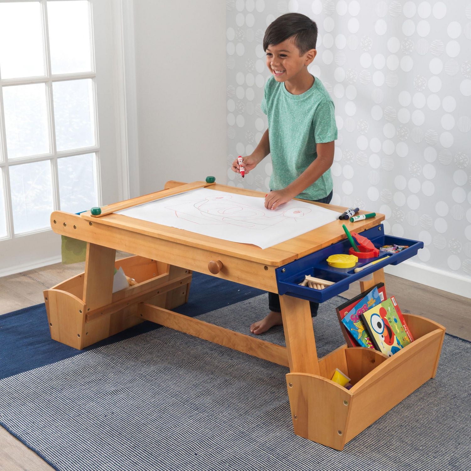 KidKraft Table d'activités artistiques avec barres de séchage et rangements