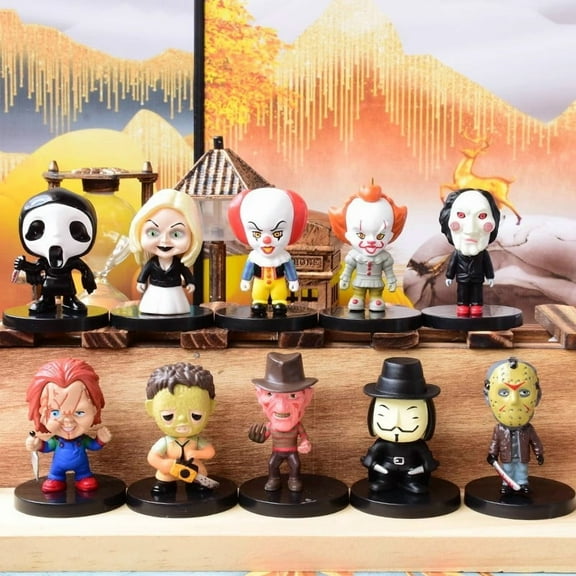 10 Pack Horror Movie Characters Jason Freddy The Clown Action Figure PVC Model Great for Gifts Durable Vinyl Dolls Great for Collectors and Movie Lovers Gifts-44