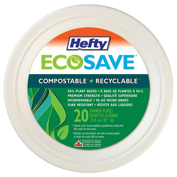 Hefty ECOSAVE Assiettes à Dîner de 10 Pouces, 20 Assiettes