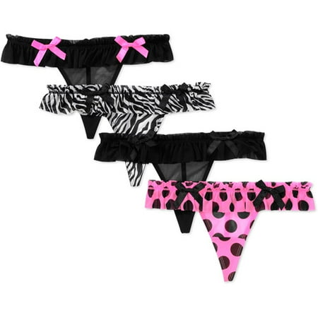Smart & Sexy Women's Mesh Skirted Thong Panties 4-Pack